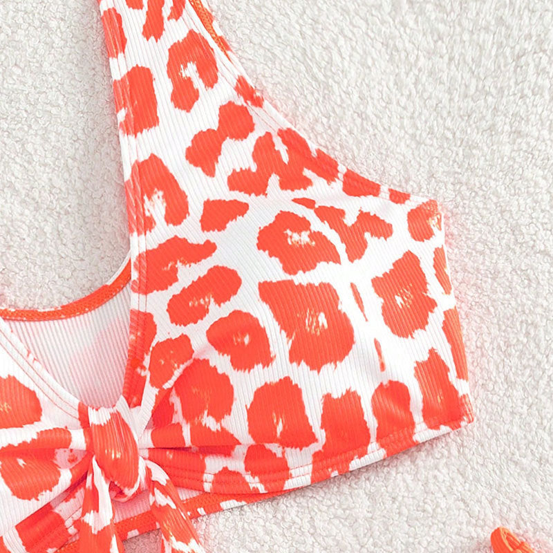 Damen Triangel-Bikini mit modischem Tiermotiv und verstellbaren Schnüren EB