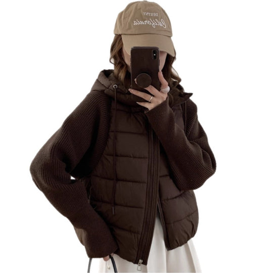 Damen Isolierte Hybridjacke mit voluminösen Ärmeln und Kapuze EB