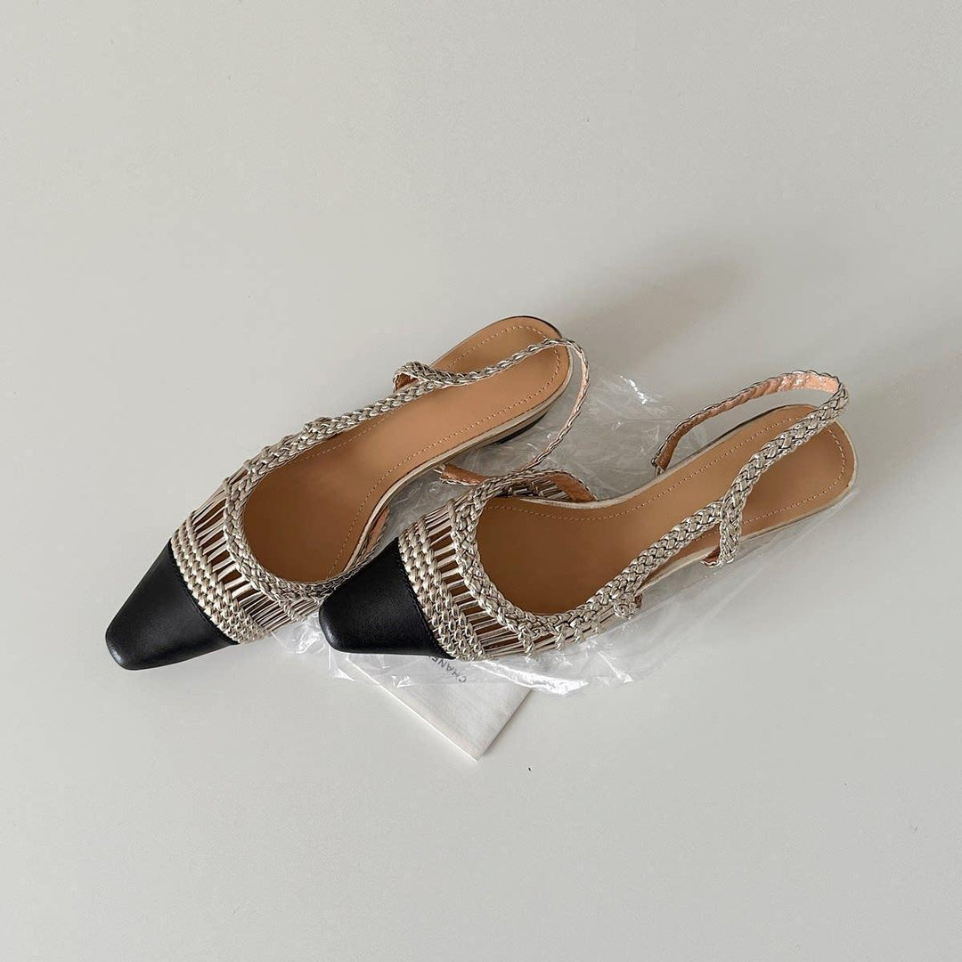 Damen Slingback-Pumps mit funkelndem Schmuckdetail und eleganter Spitze EB