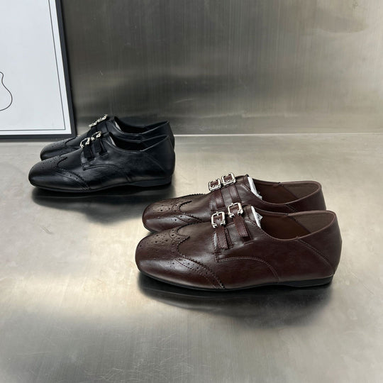 Damen elegante Mokassins mit doppeltem Schnallenverschluss EB