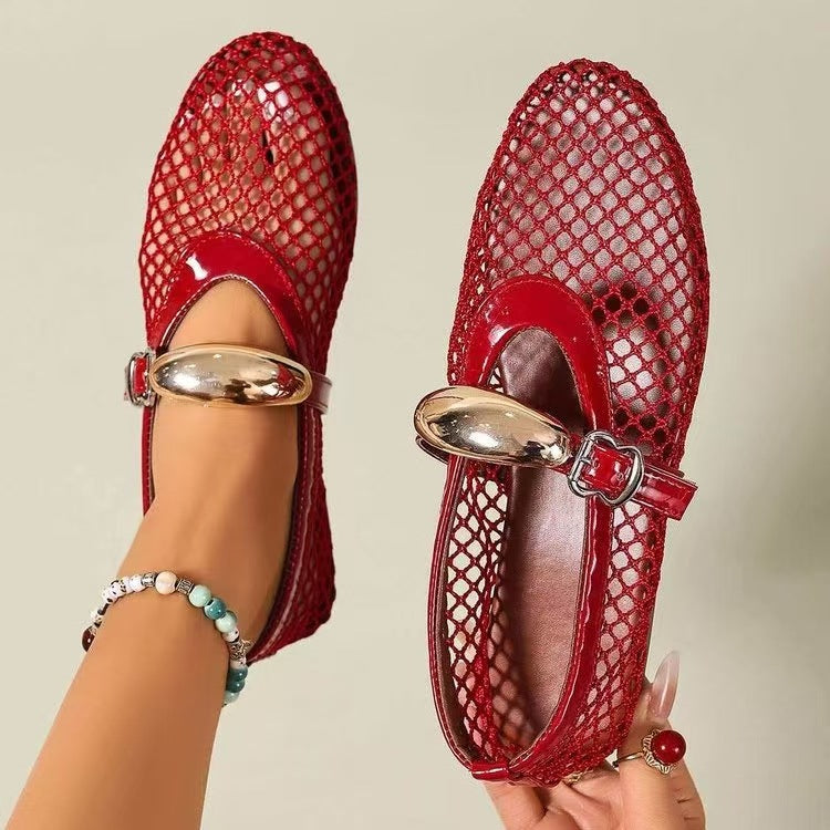 Damen stilvolle Netzschuhe mit modischem Riemen EB