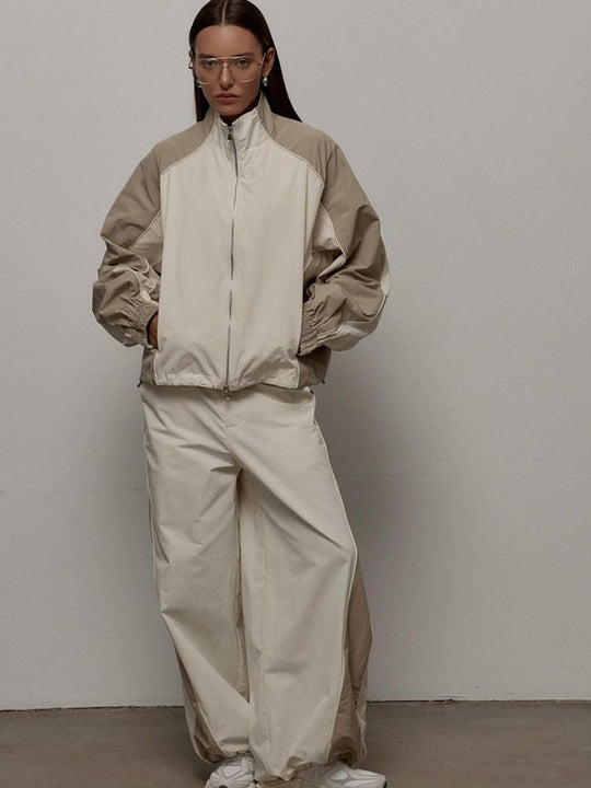Damen nan sportive Oversize-Trackjacke mit hohem Stehkragen und Raglanärmeln EB