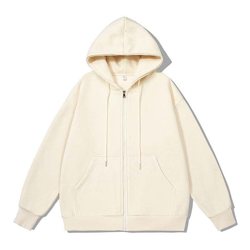 Unisex oversized Kapuzenjacke mit ausladendem Schulterschnitt, durchgehendem Reißverschluss und French-Terry EB