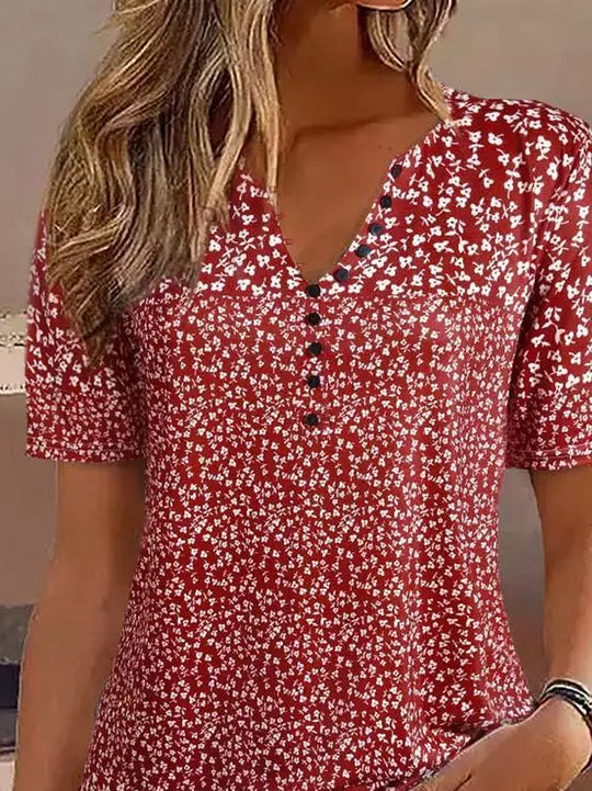 Damen Kurzarmbluse mit floralem Muster EB