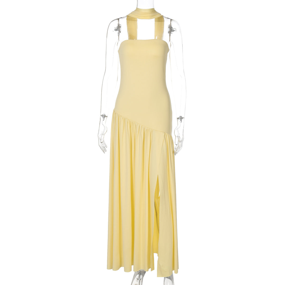 Damen Maxikleid mit raffiniertem Cut-Out-Design und asymmetrischem Saum EB