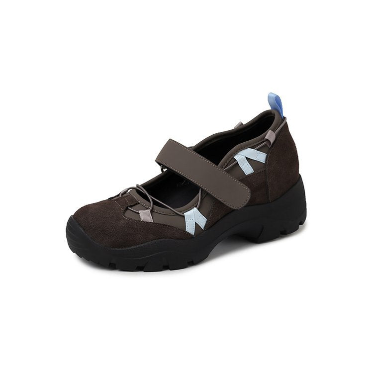 Damen modische Slipper mit verstellbarem Klettverschluss und robustem Sohlenprofil EB