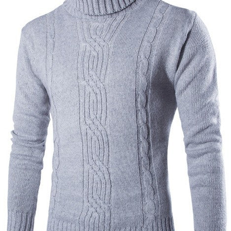 Herren modischer Strickpullover mit hochgeschlossenem Kragen und raffinierter Zopfmusterstruktur EB