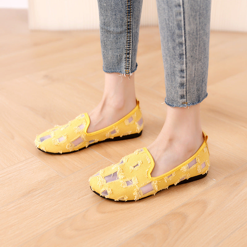 Damen lässige Slip-On Schuhe mit modischem Zierrahmen EB