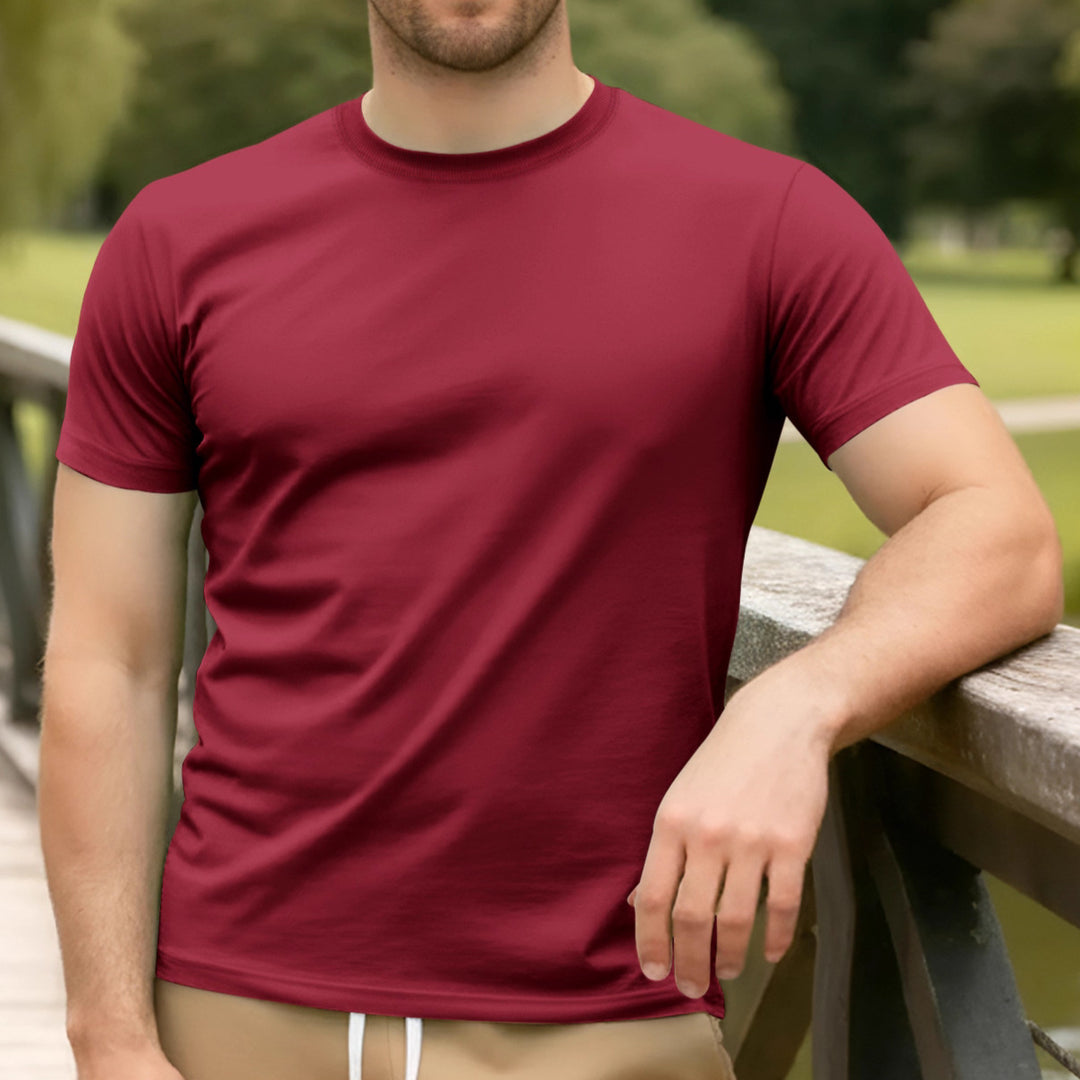 Herren nan Basic Kurzarm-T-Shirt aus hochwertigem Baumwollmix mit Rundhalsausschnitt, flachen Nähten und Regular Fit EB