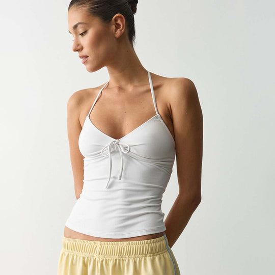 Damen Sportliches Bikinitop mit verstellbaren Trägern und dekorativem Knoten EB