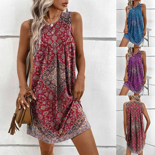 Damen ärmelloses Kleid mit floralem Muster und leichtem Schnitt EB