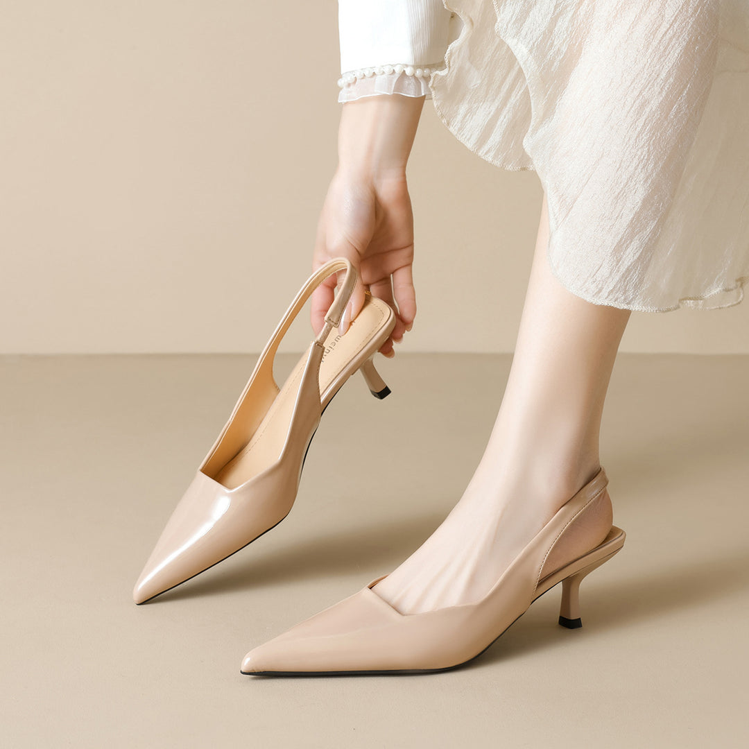 Damen Slingback-Pumps mit spitzem Zehenbereich und elegantem Hochglanz EB