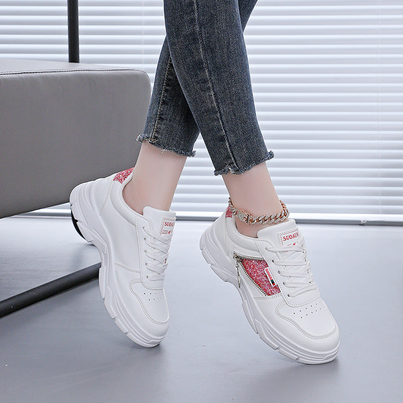 Damen Chunky Sneakers mit glitzernden Akzenten und rutschfester Sohle EB