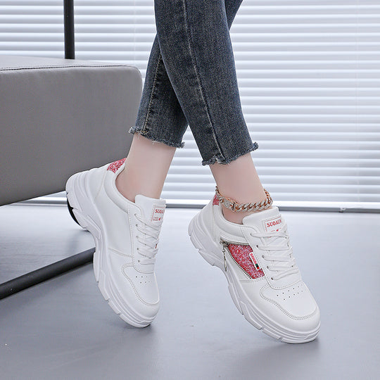 Damen Chunky Sneakers mit glitzernden Akzenten und rutschfester Sohle EB