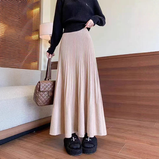 Damen eleganter Faltenrock mit hohem Bund EB
