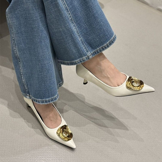 Damen spitze High Heels mit eleganten Blumendetails EB