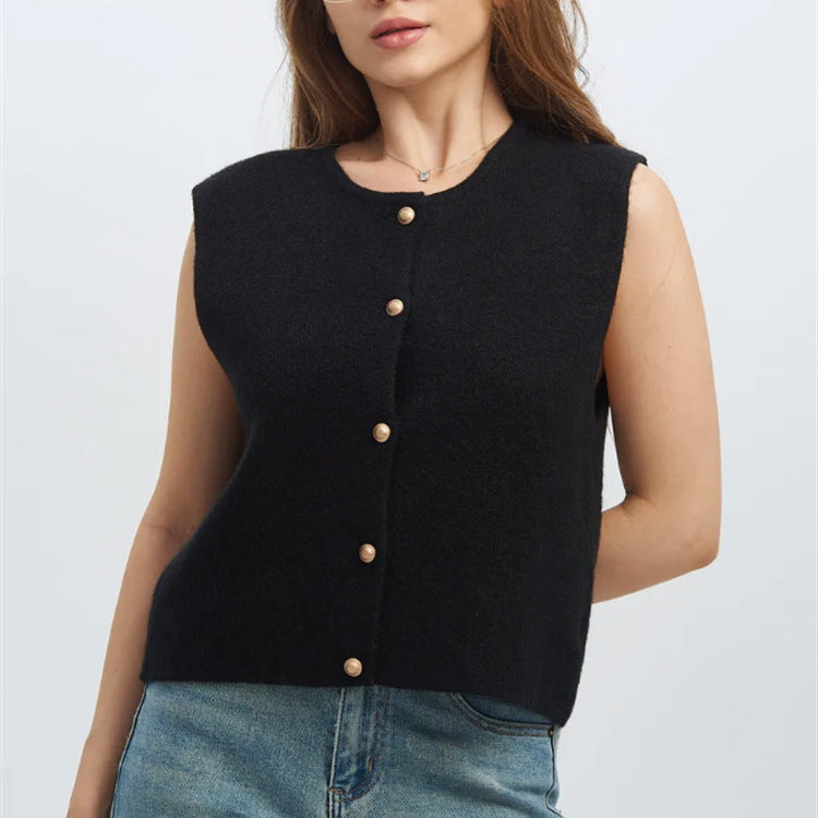 Damen Strickweste mit edlen Knöpfen EB