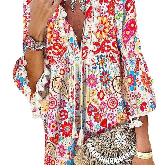 Damen Tunika-Kleid mit kreativem Print und Taschendetails EB