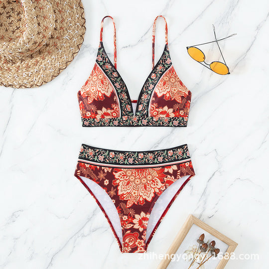 Damen Triangle-Bikini mit floralem Design und modischen Details EB