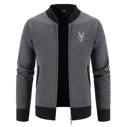 Herren modische Strickjacke mit Reißverschluss und hohem Kragen EB
