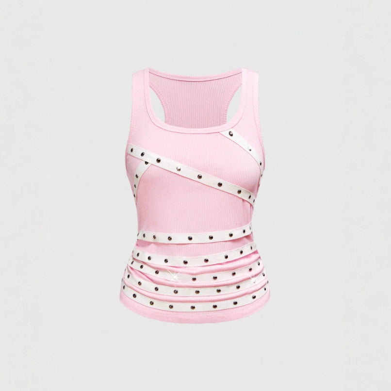 Damen Sportliches Top mit stylischen Nieten-Details EB
