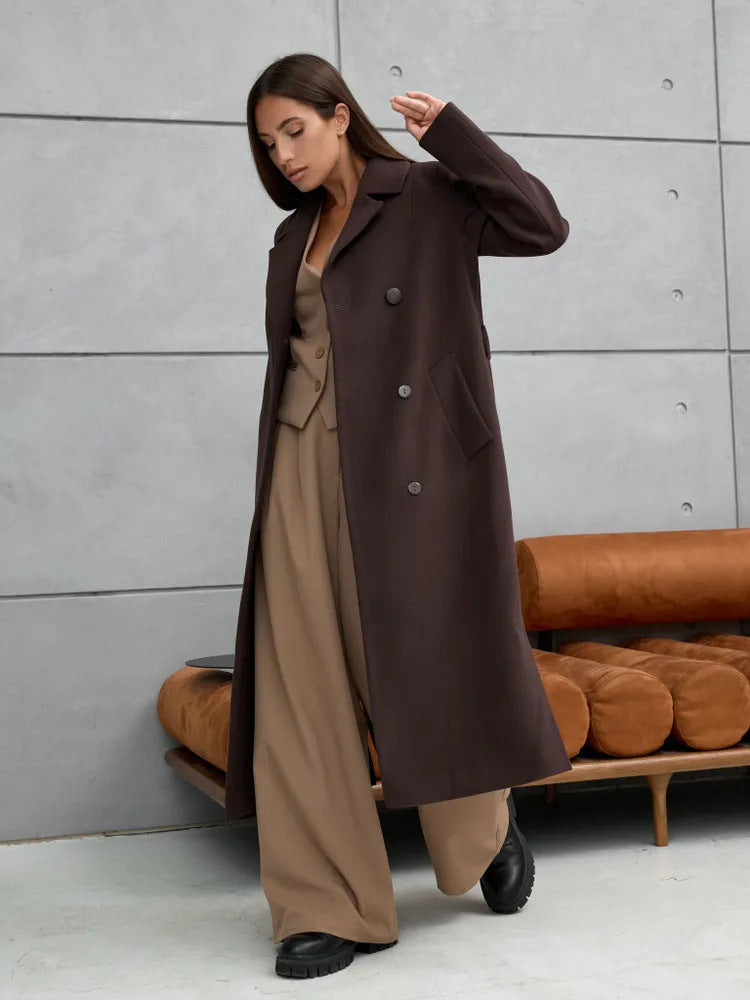 Damen Eleganter Wollmantel im doppelreihigen Design EB
