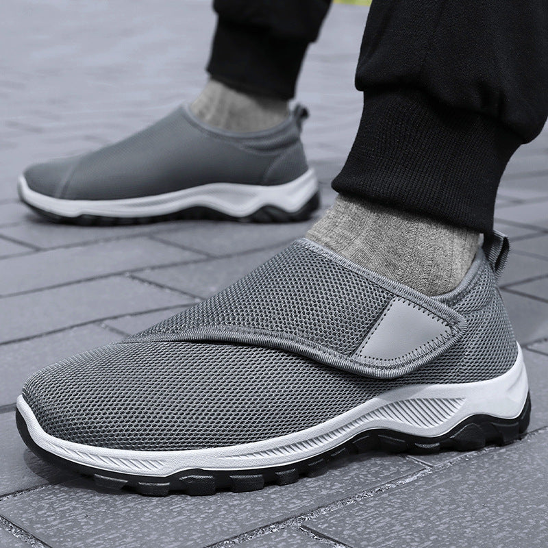 Herren nan atmungsaktiver Slip-On Mesh-Sneaker mit Klettverschluss, gepolsterter Komfortsohle und rutschfester Profilsohle EB