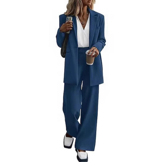 Damen Oversize-Hosenanzug mit Longblazer und weiter Bundfaltenhose EB