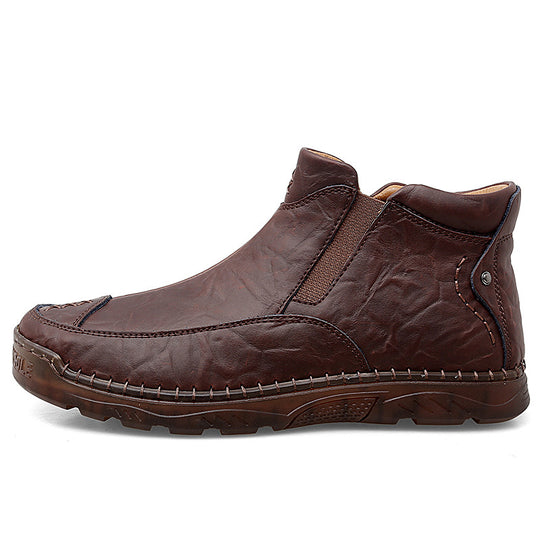 Herren Bequeme Lederhalbstiefel mit elastischem Einschlupfdesign EB