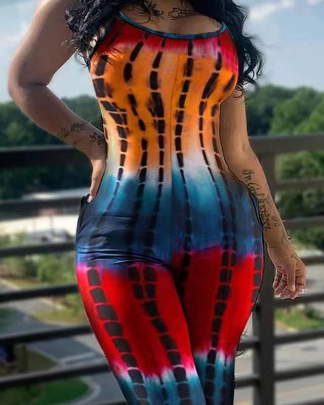 Damen Bodycon Jumpsuit mit grafischem Farbverlauf EB