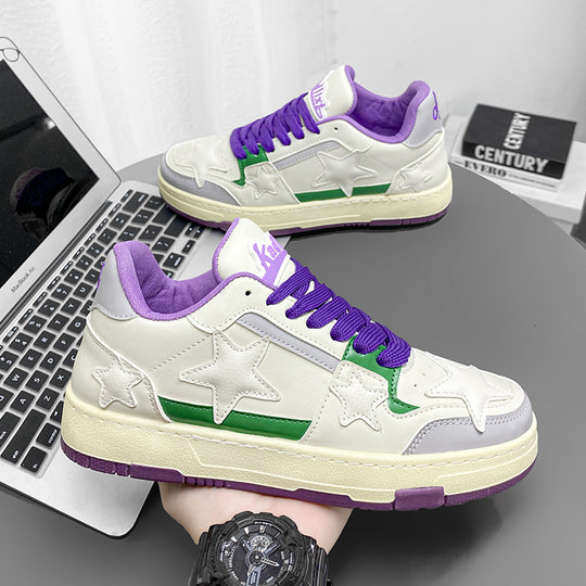 Damen modische Sneakers mit auffälligem Sternen-Design und gepolsterter Sohle EB