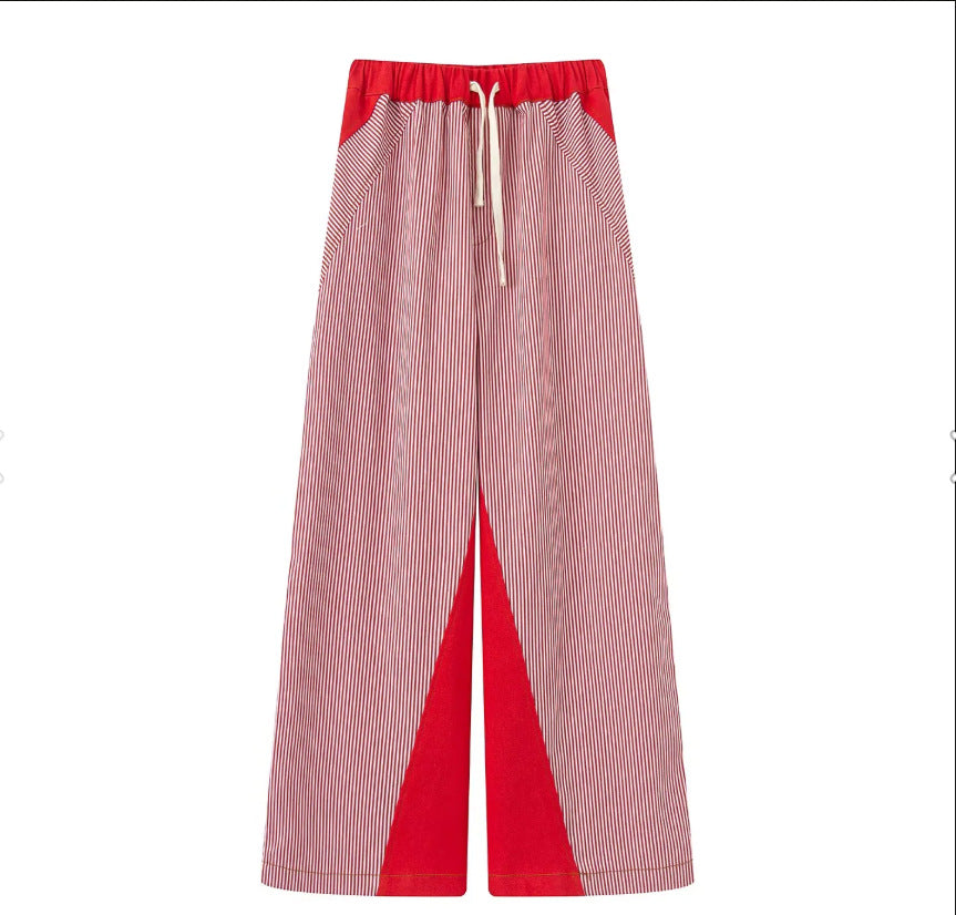 Damen Elegante und lässige Palazzohose mit gestreiftem Design EB