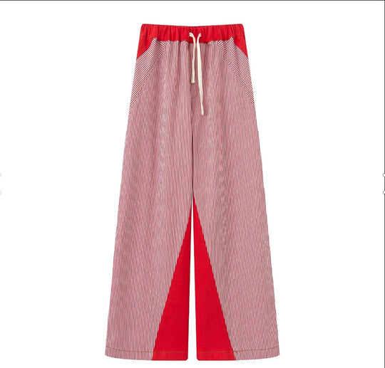 Damen Elegante und lässige Palazzohose mit gestreiftem Design EB