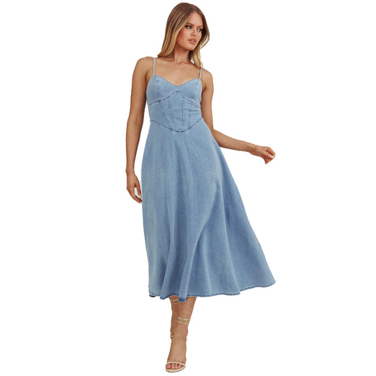 Damen Maxikleid mit zarter Korsett-Details EB