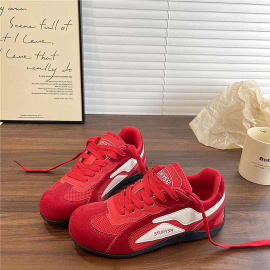 Damen Sportliche Sneaker mit weicher Veloursoberfläche und atmungsaktiver Netzstruktur EB