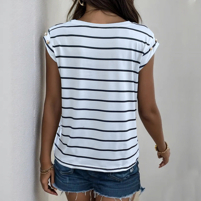 Damen Streifen-T-Shirt mit elegantem Schnitt und modischen Details EB