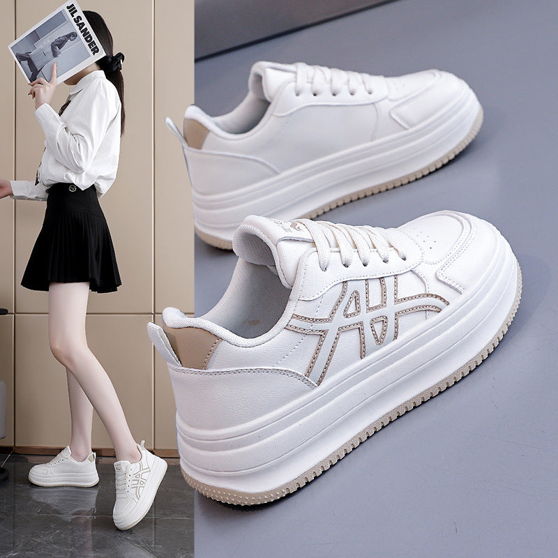 Damen Modische Sneakers mit hohem Plateau und eleganter Naht EB