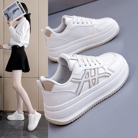 Damen Modische Sneakers mit hohem Plateau und eleganter Naht EB