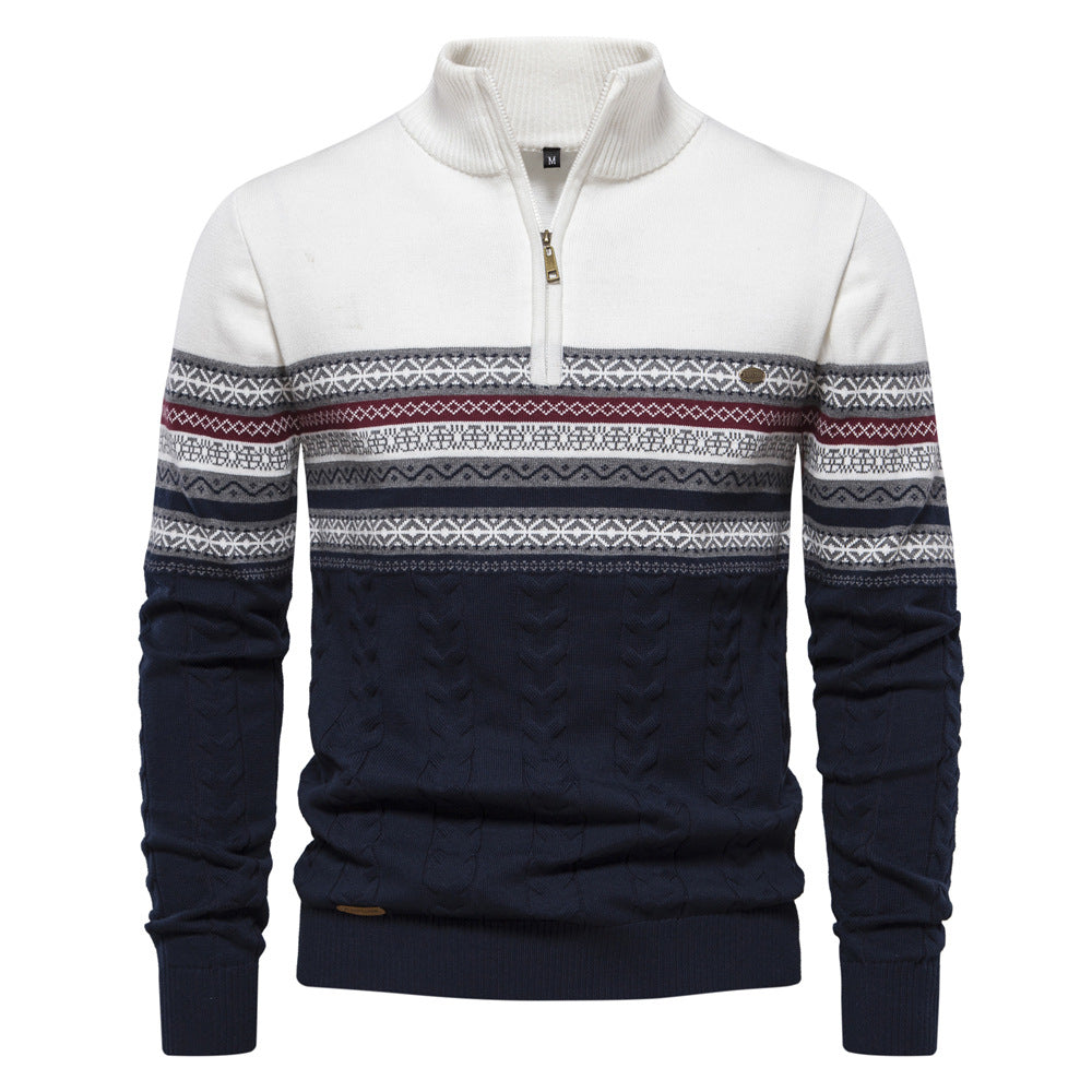 Herren Pullover mit modernem Zipper und attraktiven Farbmustern EB