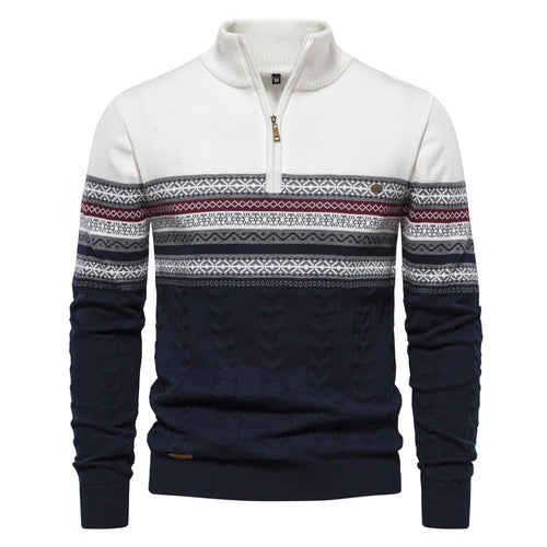 Herren Pullover mit modernem Zipper und attraktiven Farbmustern EB