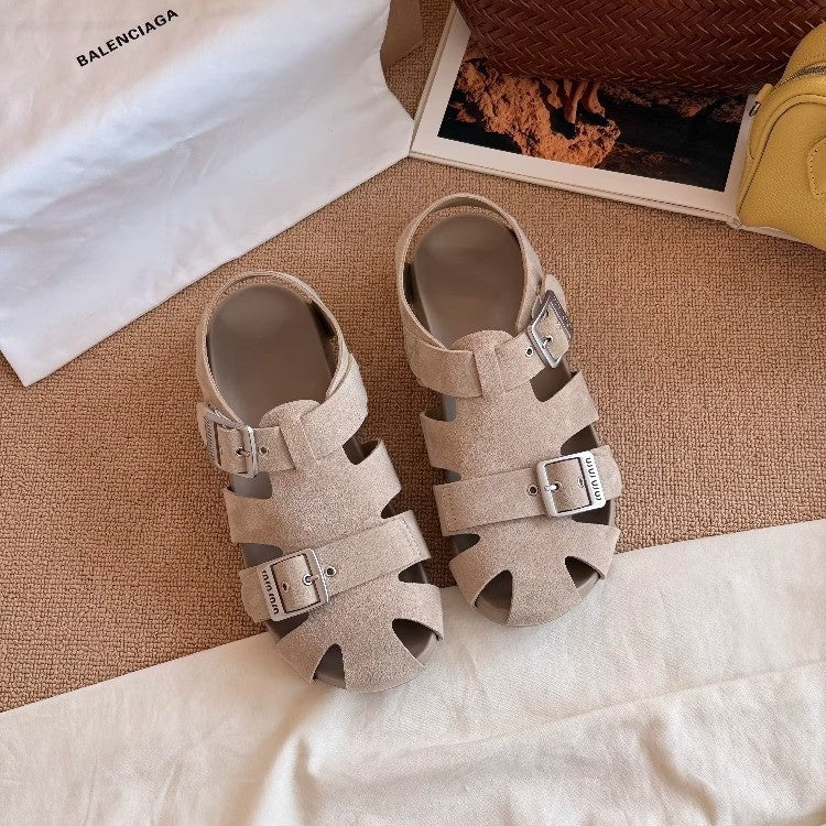 Damen modische Sandalen mit verstellbaren Schnallen und rutschfester Sohle EB