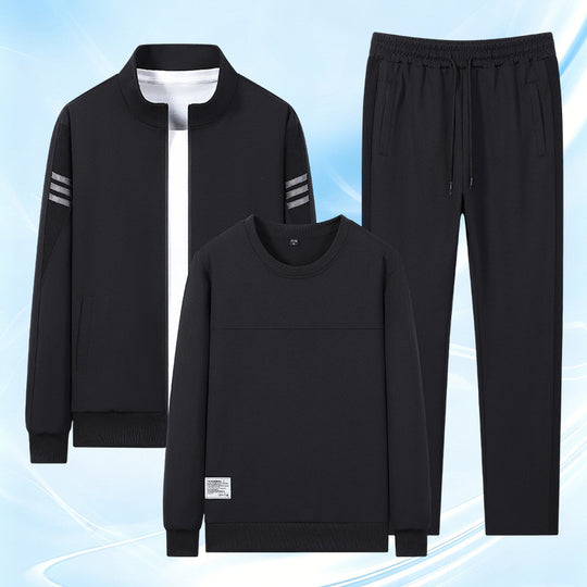 Herren lässiges Trainingsset mit Reißverschluss-Bomber, Rundhals-Sweatshirt und elastischer Jogginghose EB