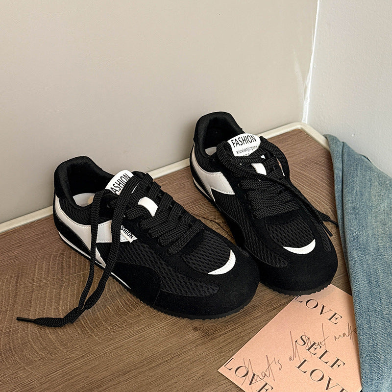Damen Sportliche Sneaker mit atmungsaktivem Mesh und weichem Velours EB