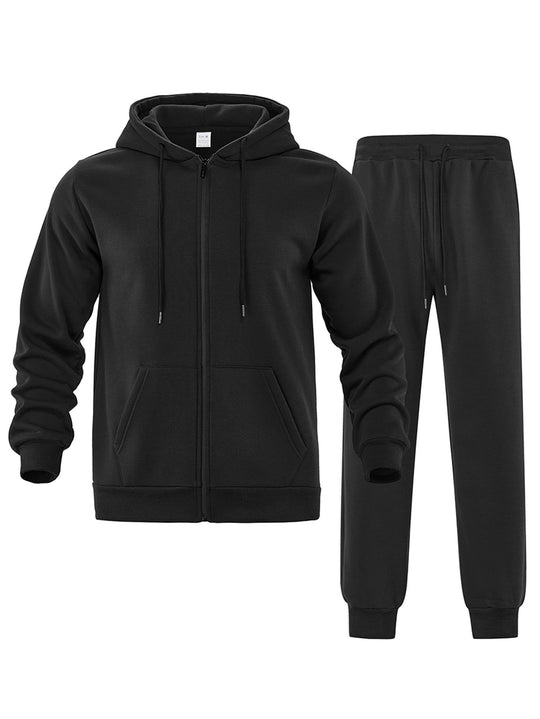 Herren nan zweiteiliges Jogginganzug-Set mit durchgehendem Reißverschluss Kapuzenjacke und taillierter Jogginghose EB