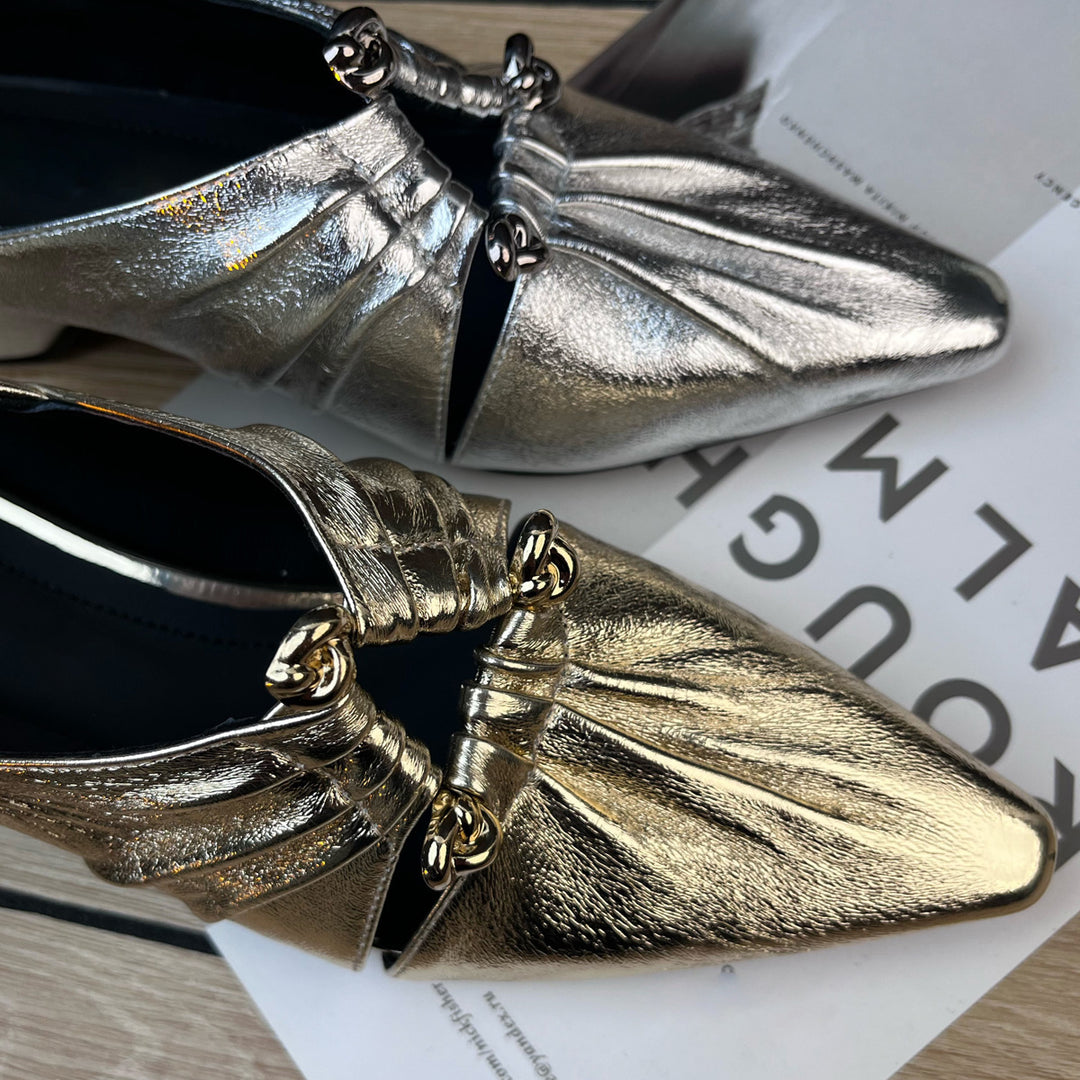 Damen elegante Ballerinas mit goldenen Akzenten und komfortablem Riemchen EB
