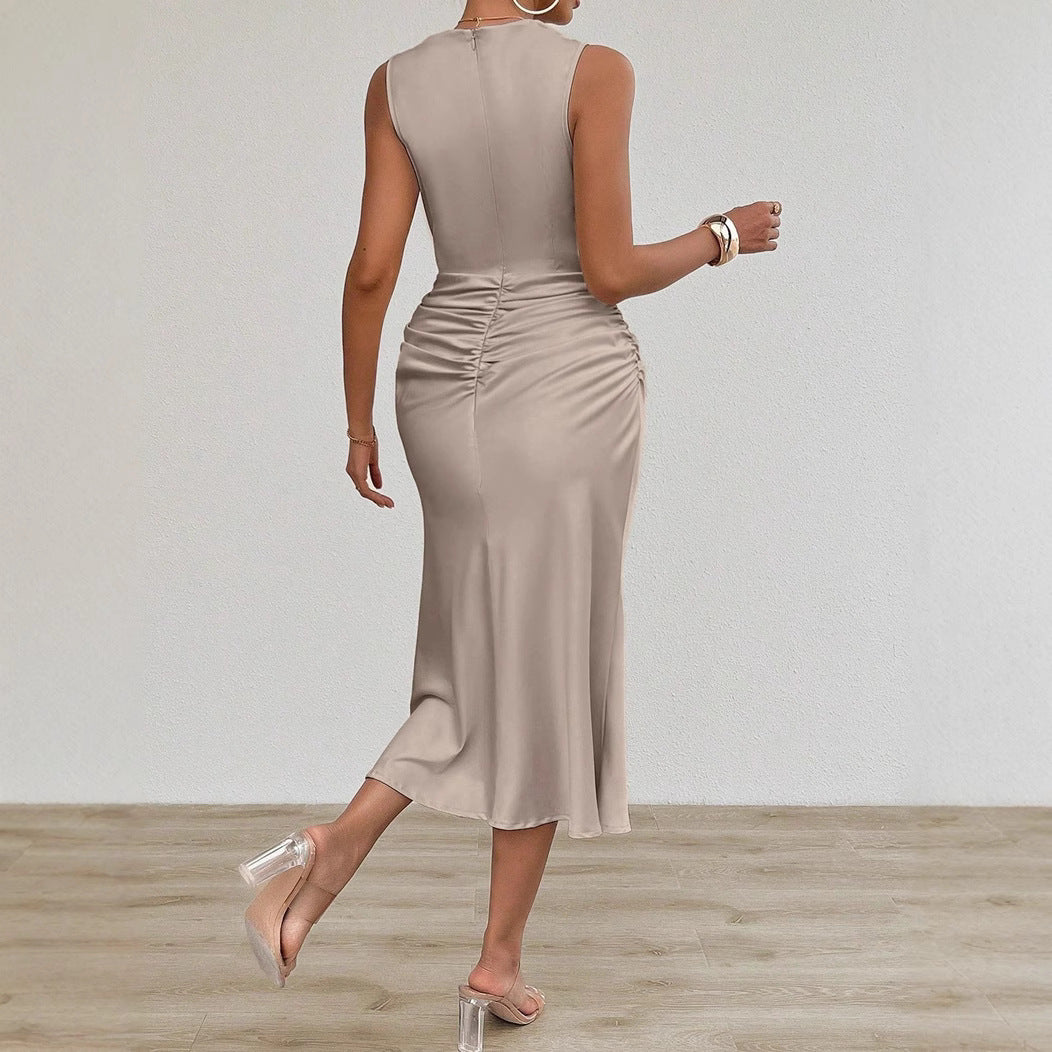 Damen Elegantes Midi-Kleid mit taillierter Passform und raffinierter Raffung EB