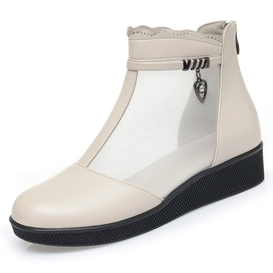 Damen Stiefeletten mit transparentem Mesh-Einsatz und modischem Schmuckdetail EB