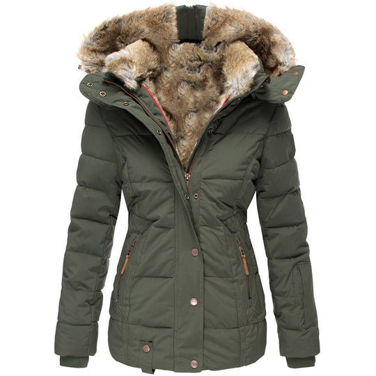 Damen gesteppte Oversized Jacke mit Kapuze und funktionalen Taschen EB