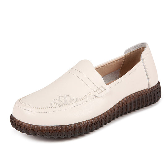 Damen Mokassins aus hochwertigem Leder mit rutschfester Sohle und elastischen Einsätzen EB