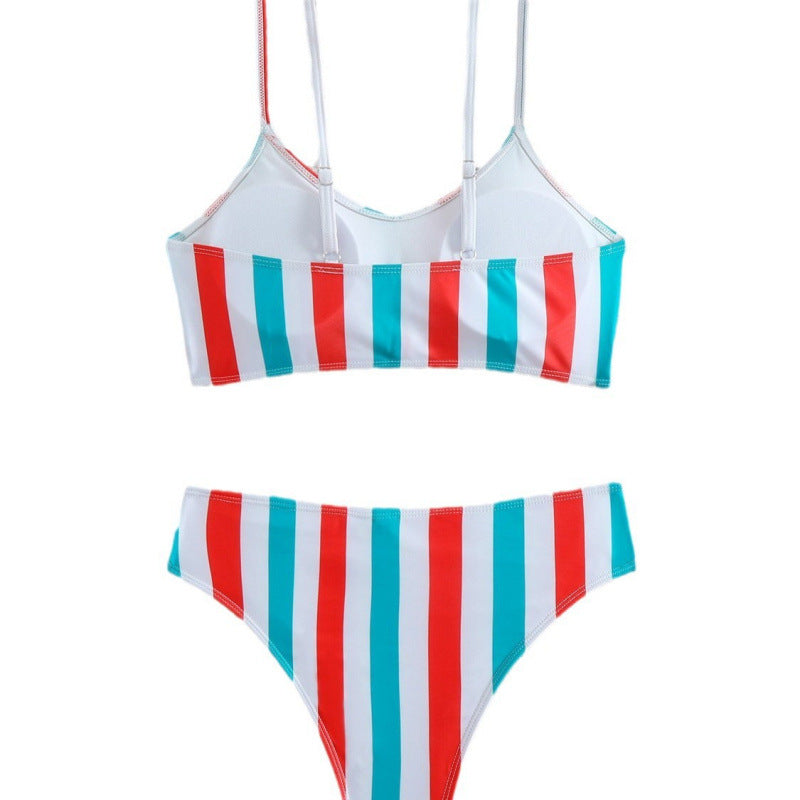 Damen Bikiniset mit eleganten Streifen und chicem Knoten EB